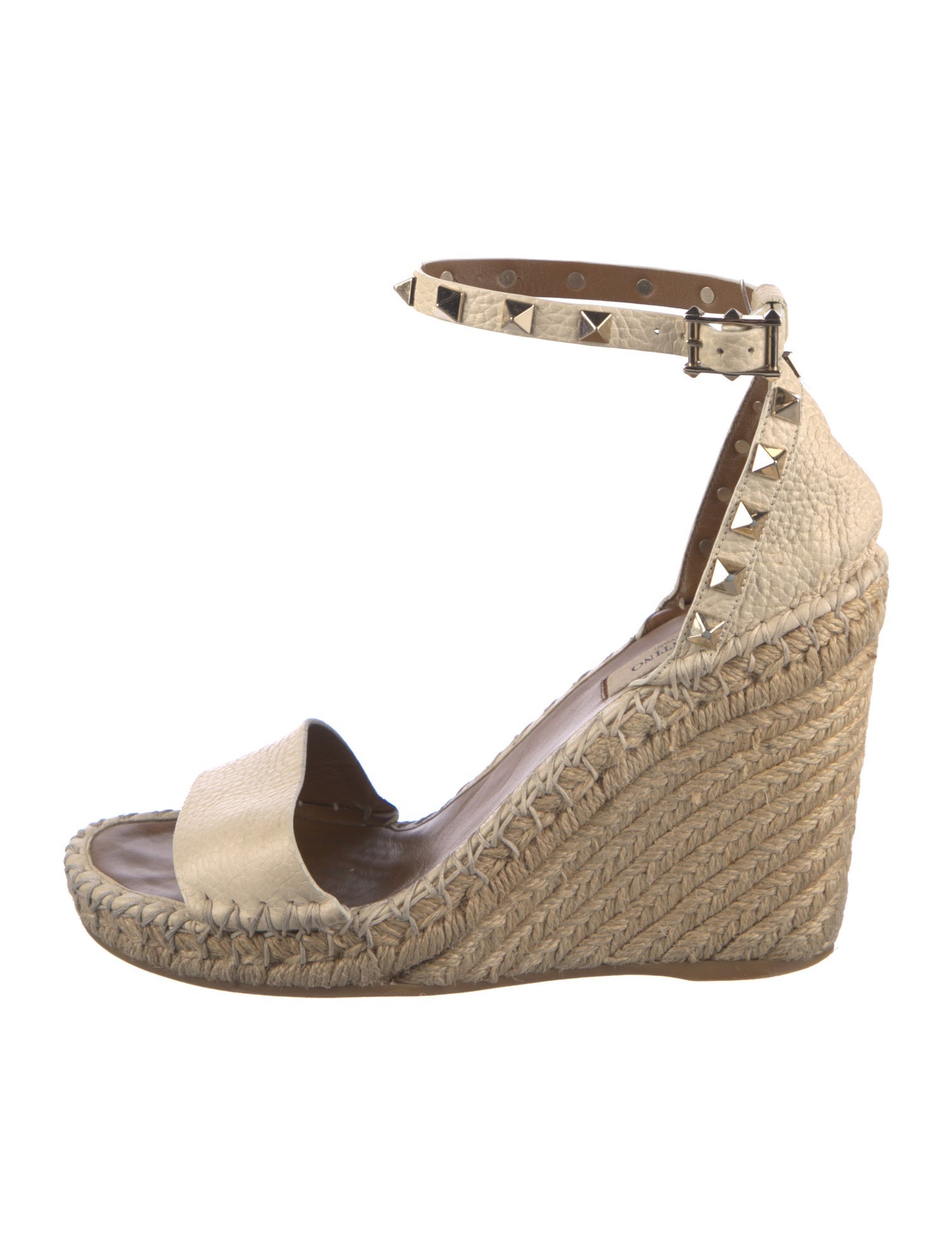 Valentino Rockstud Accents Leather Espadrilles