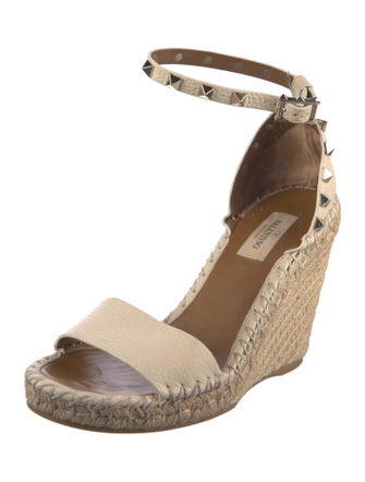 Valentino Rockstud Accents Leather Espadrilles