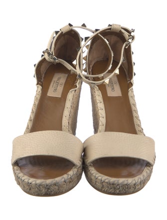 Valentino Rockstud Accents Leather Espadrilles
