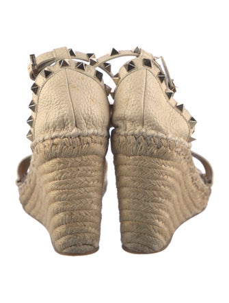Valentino Rockstud Accents Leather Espadrilles