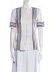 Valentino Striped Mock Neck Button-Up Top