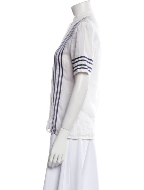 Valentino Striped Mock Neck Button-Up Top