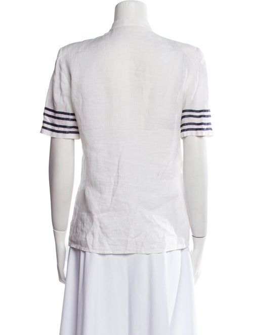 Valentino Striped Mock Neck Button-Up Top