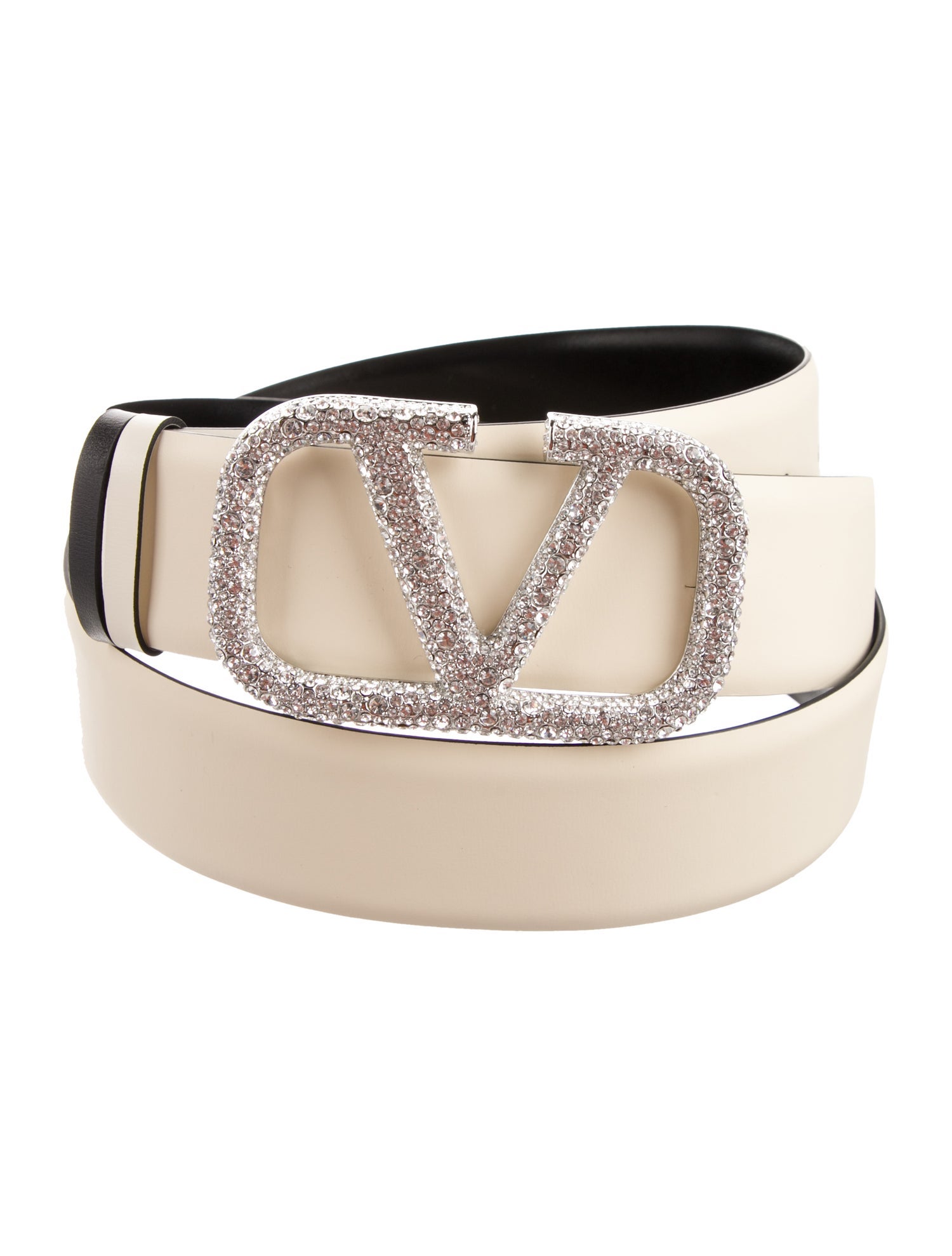 Valentino Leather Crystal Embellishments Belt