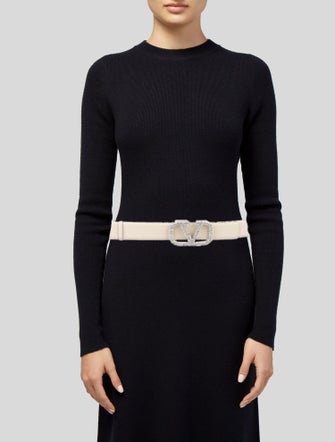 Valentino Leather Crystal Embellishments Belt