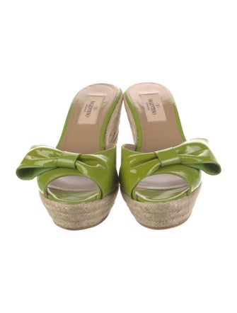 Valentino Patent Leather Bow Accents Mules