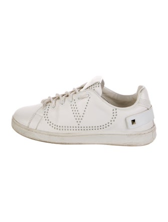 Valentino Rockstud Accents Leather Sneakers