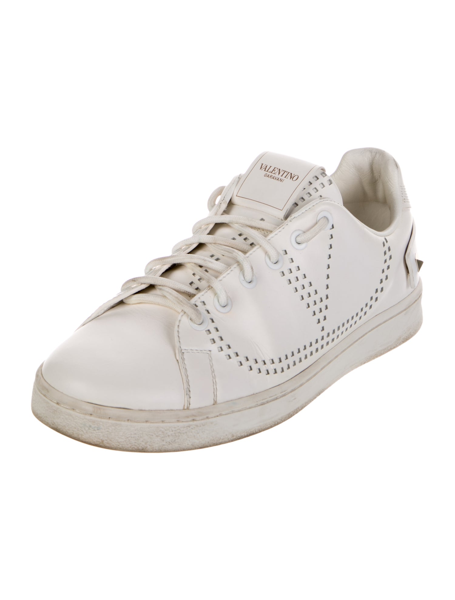 Valentino Rockstud Accents Leather Sneakers
