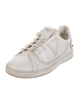 Valentino Rockstud Accents Leather Sneakers