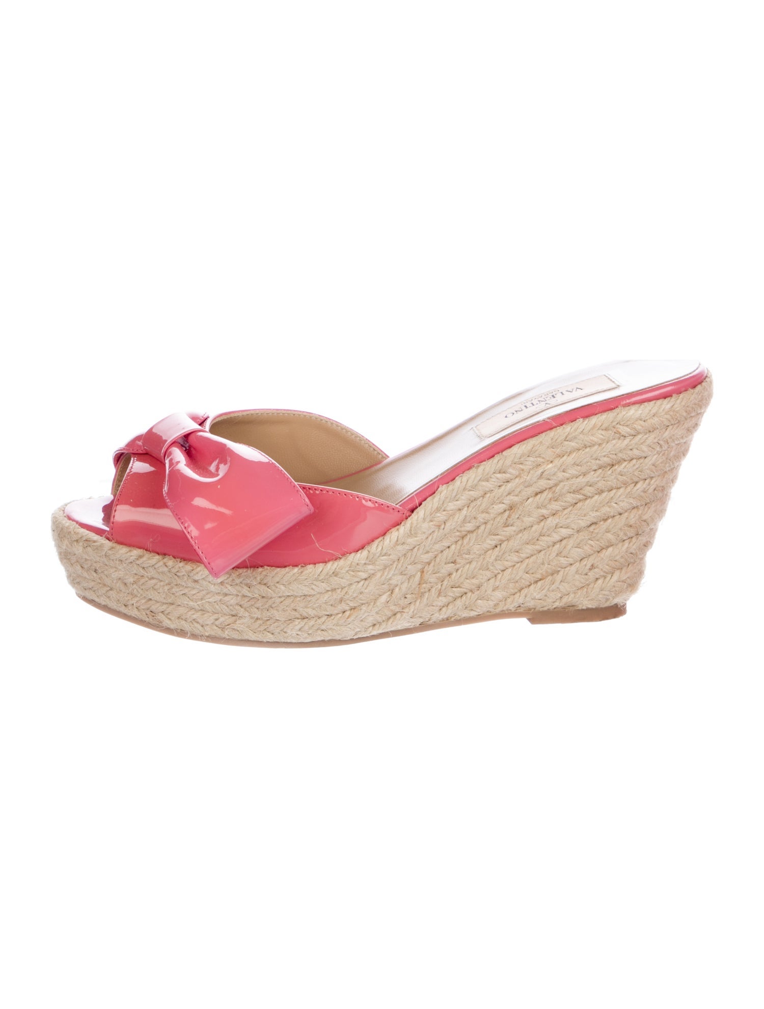 Valentino Patent Leather Bow Accents Mules