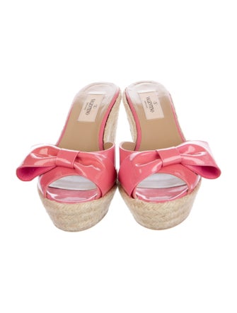 Valentino Patent Leather Bow Accents Mules