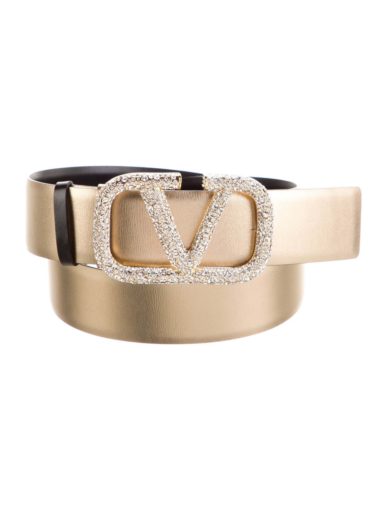 Valentino Leather Crystal Embellishments Belt