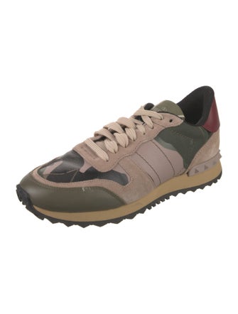 Valentino Rockstud Accents Leather Sneakers