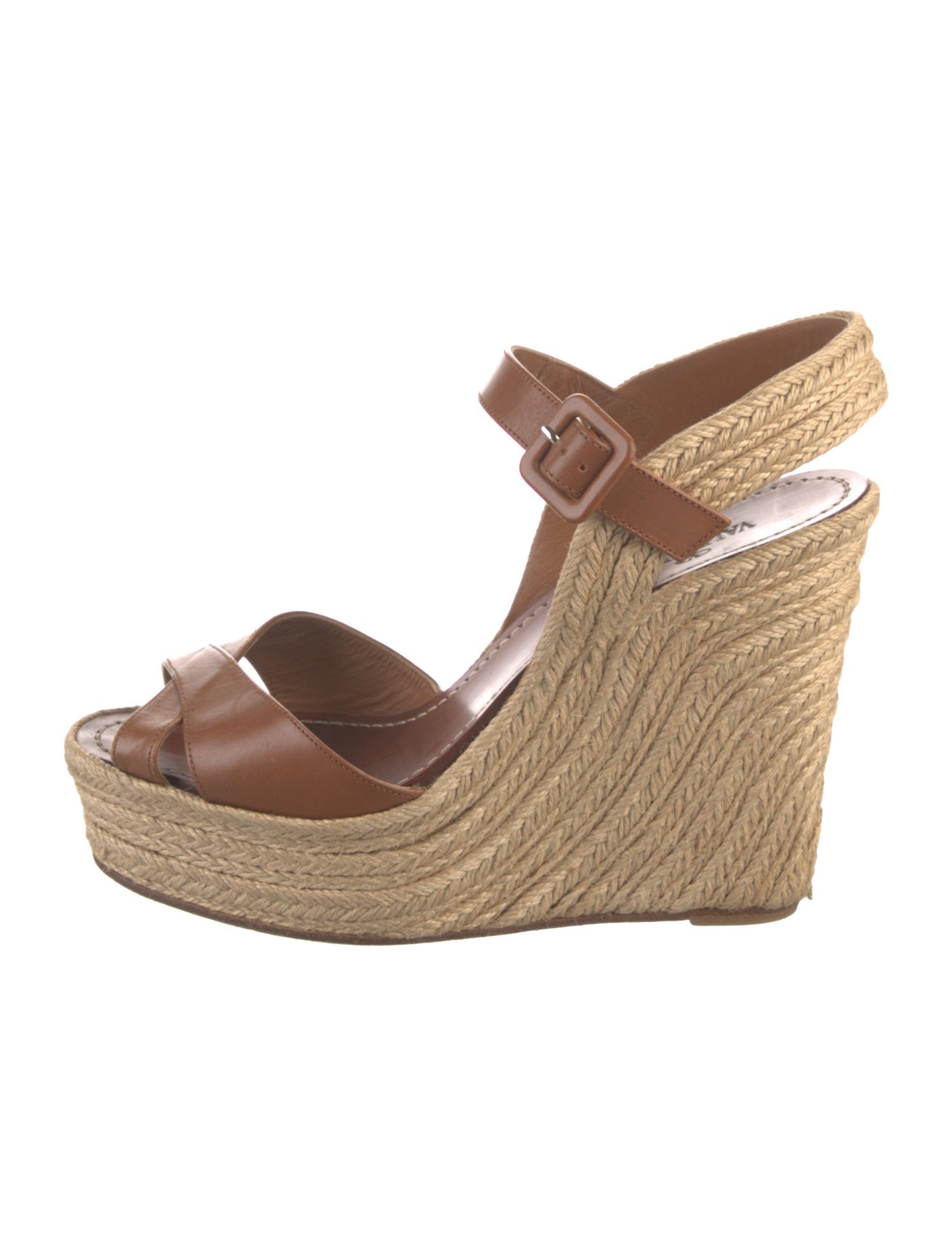 Valentino Leather Braided Accents Espadrilles