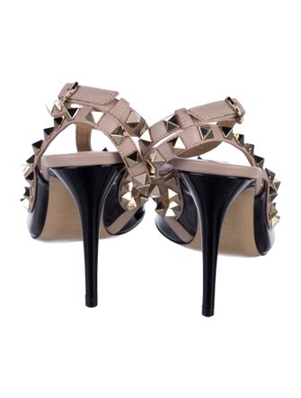 Valentino Rockstud Accents Patent Leather T-Strap Pumps