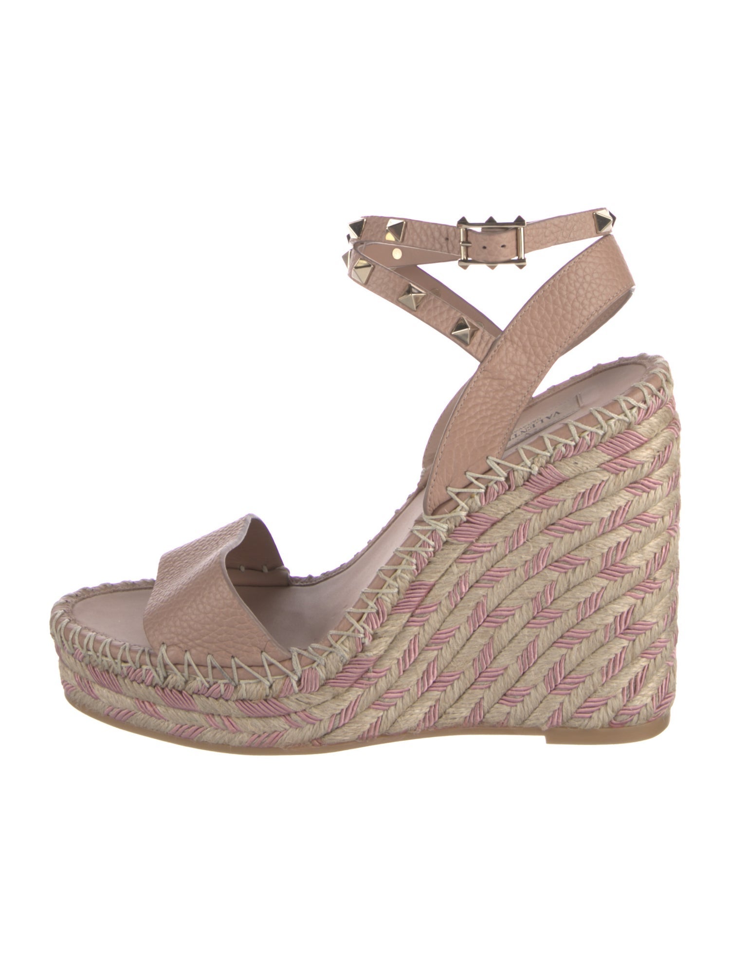 Valentino Rockstud Accents Leather Espadrilles