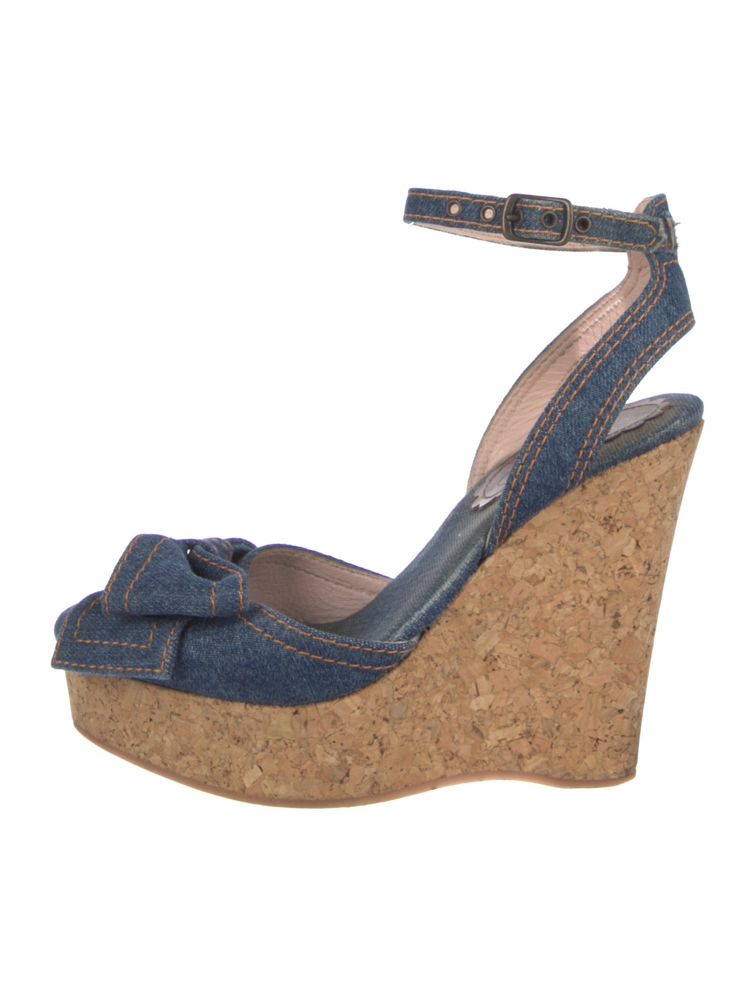 Valentino Denim Bow Accents Sandals