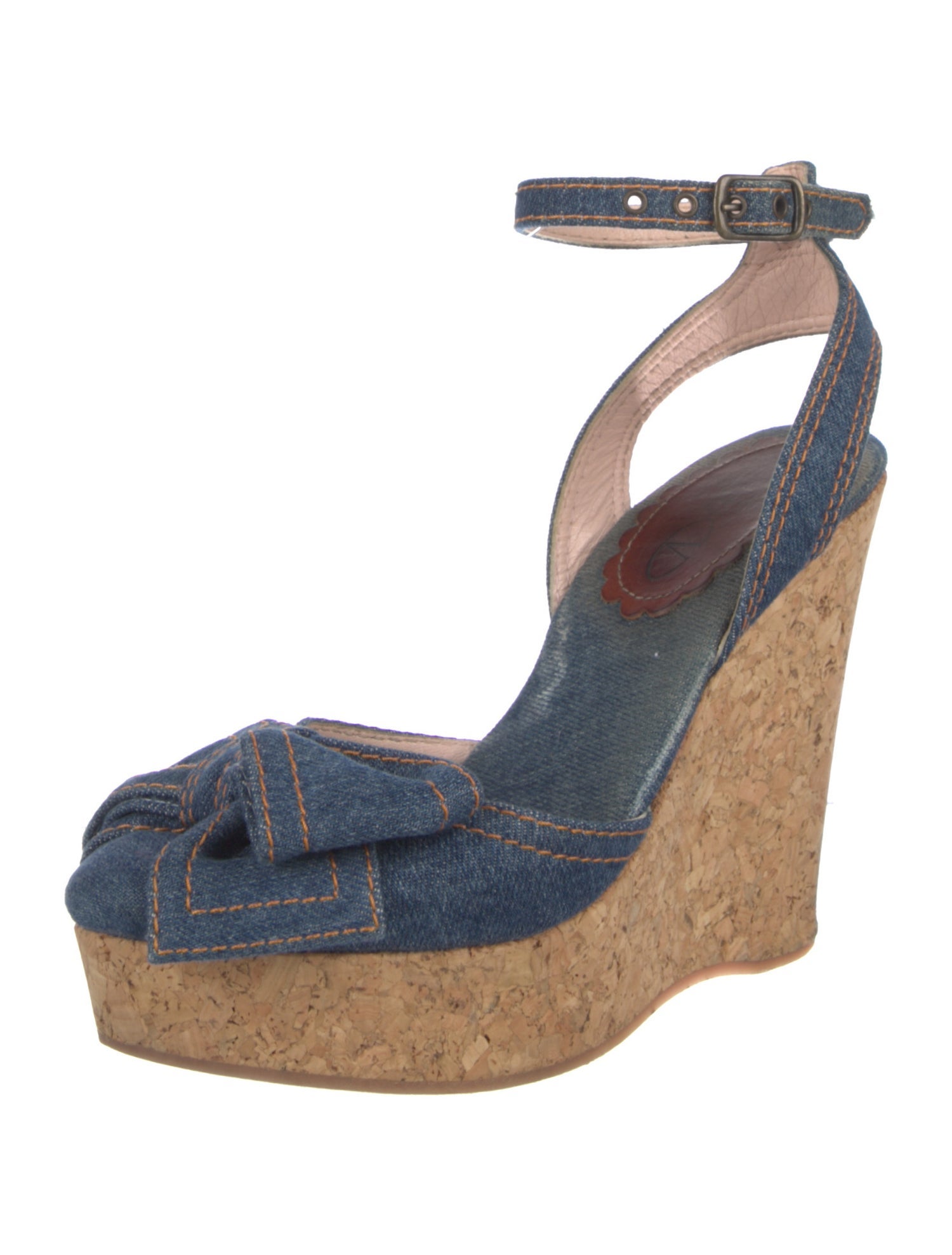 Valentino Denim Bow Accents Sandals