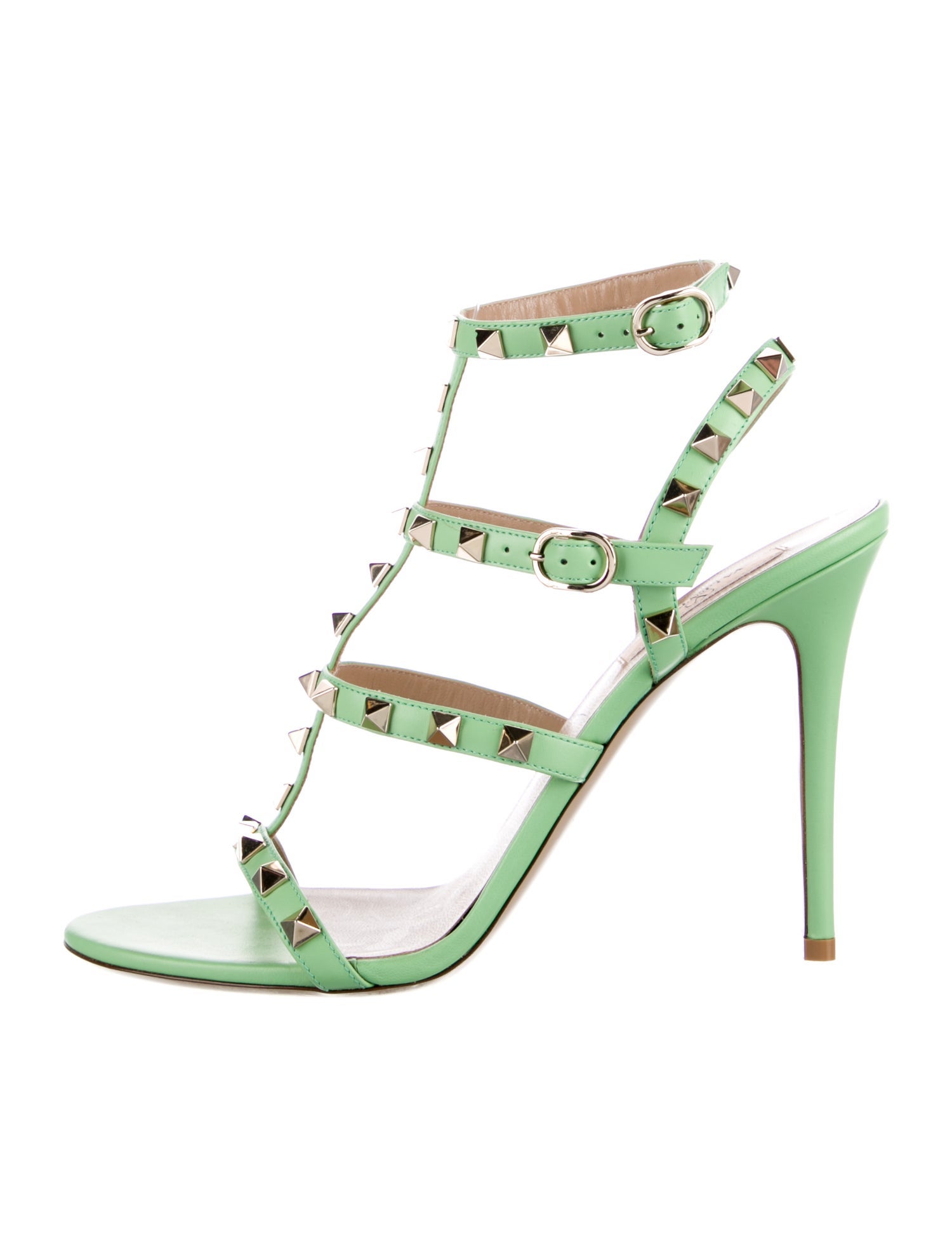 Valentino Rockstud Accents Leather T-Strap Sandals