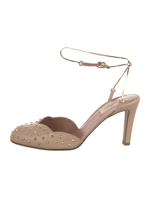 Valentino Rockstud Accents Leather Slingback Pumps