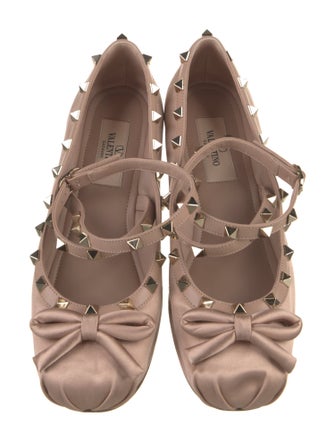 Valentino Rockstud Accents Satin Flats