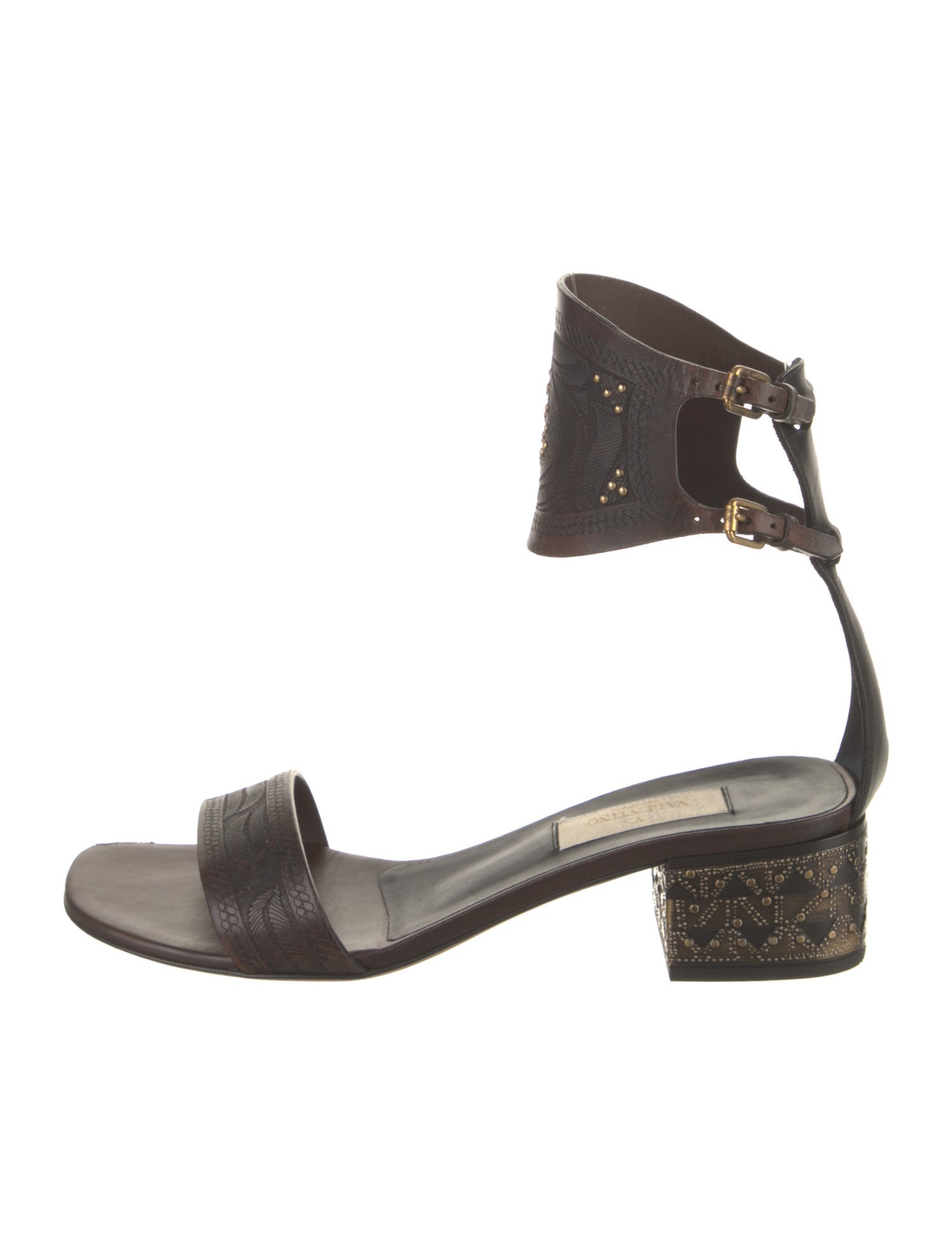 Valentino Leather Studded Accents Gladiator Sandals