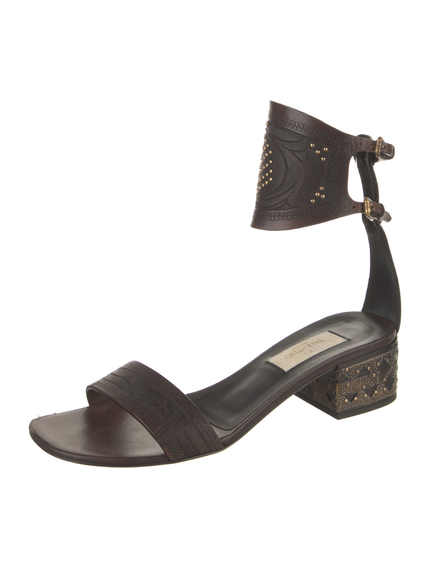 Valentino Leather Studded Accents Gladiator Sandals