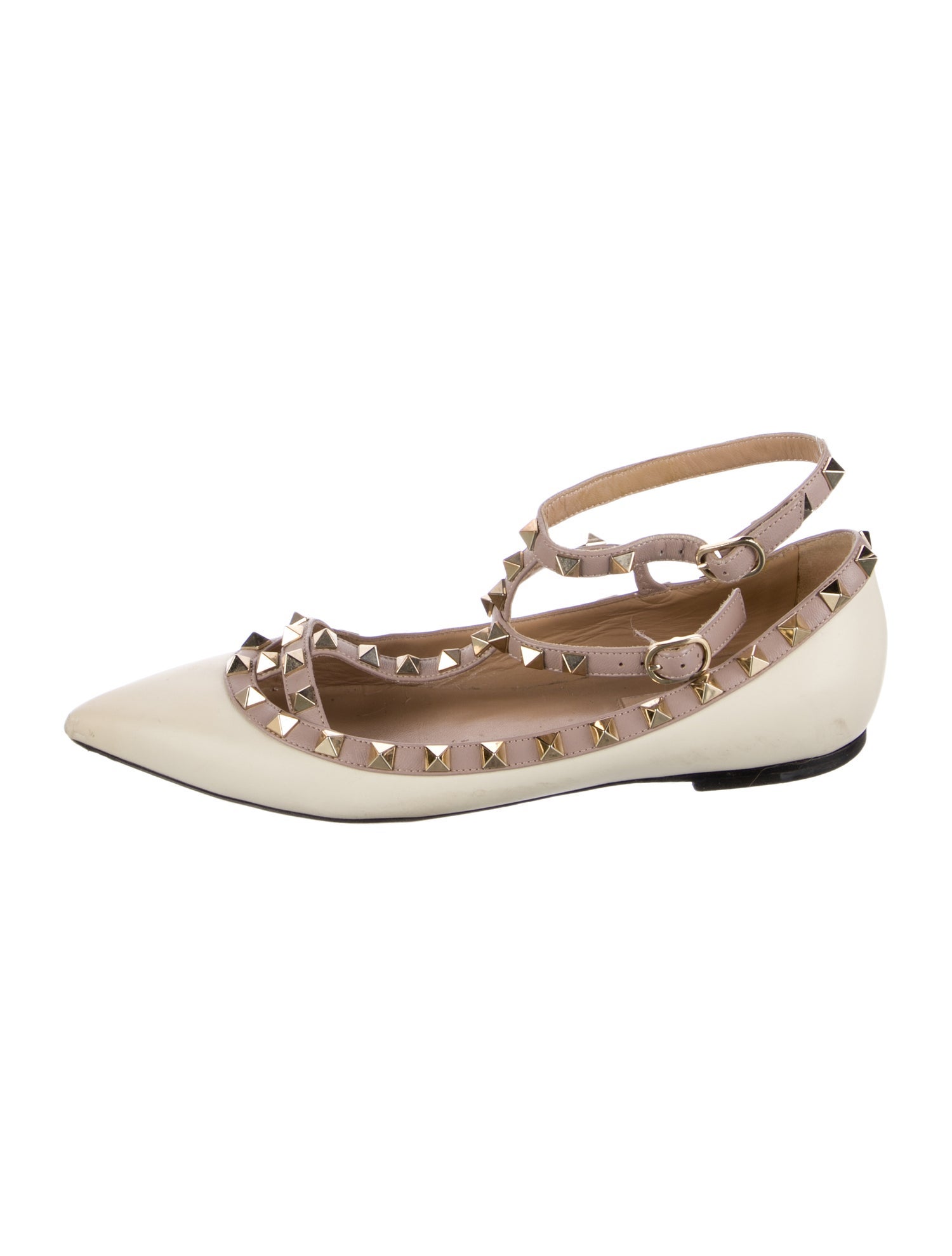 Valentino Rockstud Accents Leather Ballet Flats