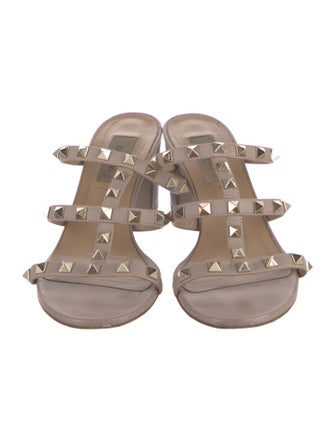 Valentino Rockstud Accents Leather Slides