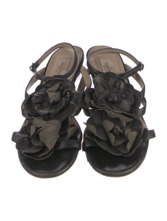 Valentino Rockstud Accents Leather Slingback Sandals