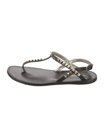 Valentino Rockstud Accents Leather T-Strap Sandals