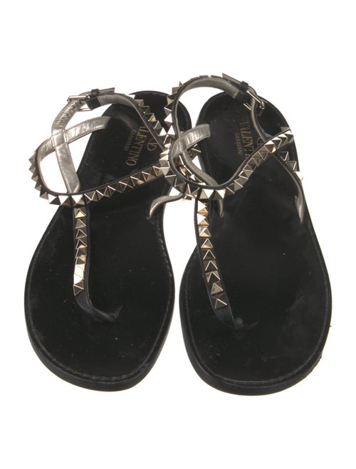 Valentino Rockstud Accents Leather T-Strap Sandals