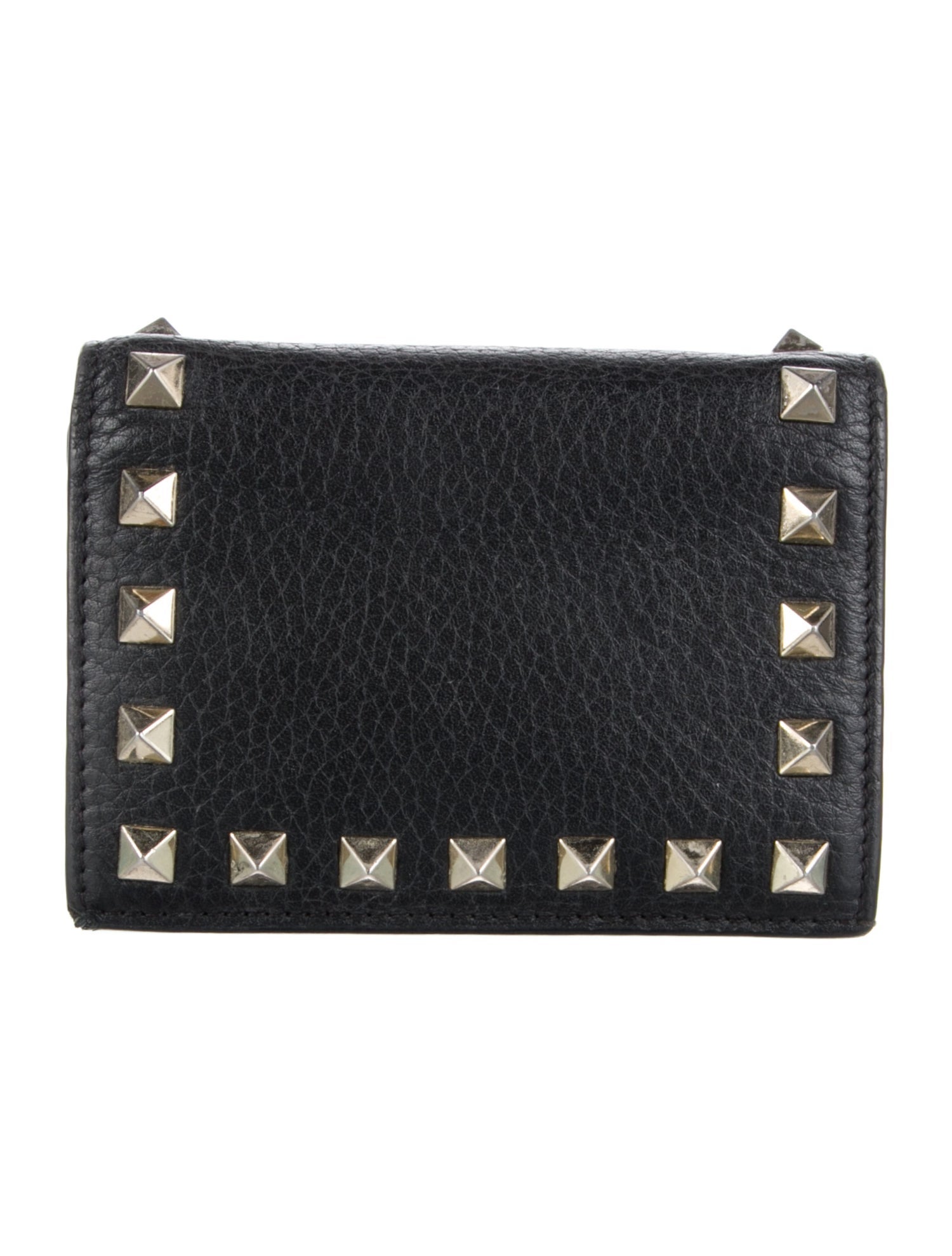 Valentino Rockstud Accents Leather Compact Wallet