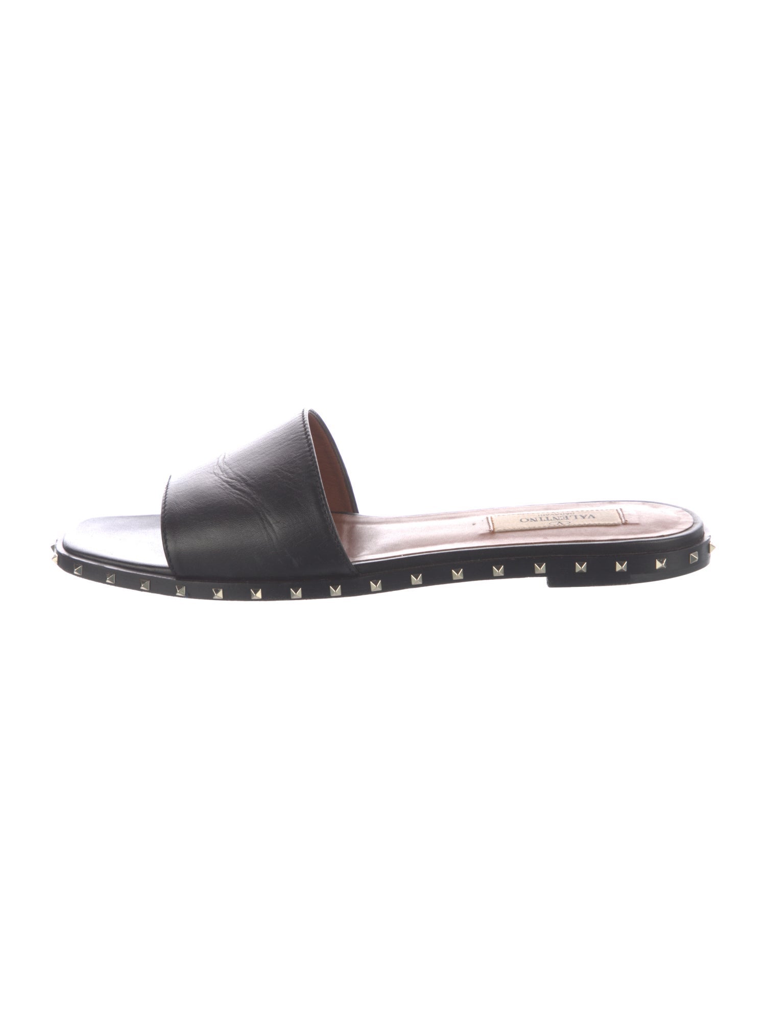 Valentino Rockstud Accents Leather Slides