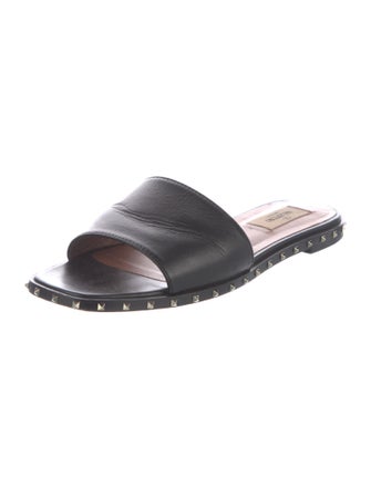 Valentino Rockstud Accents Leather Slides