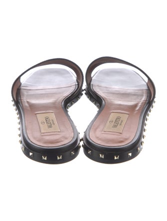 Valentino Rockstud Accents Leather Slides