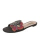 Valentino Leather Floral Print Slides