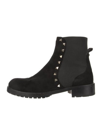 Valentino Rockstud Accents Suede Chelsea Boots