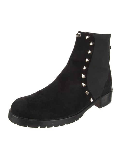 Valentino Rockstud Accents Suede Chelsea Boots
