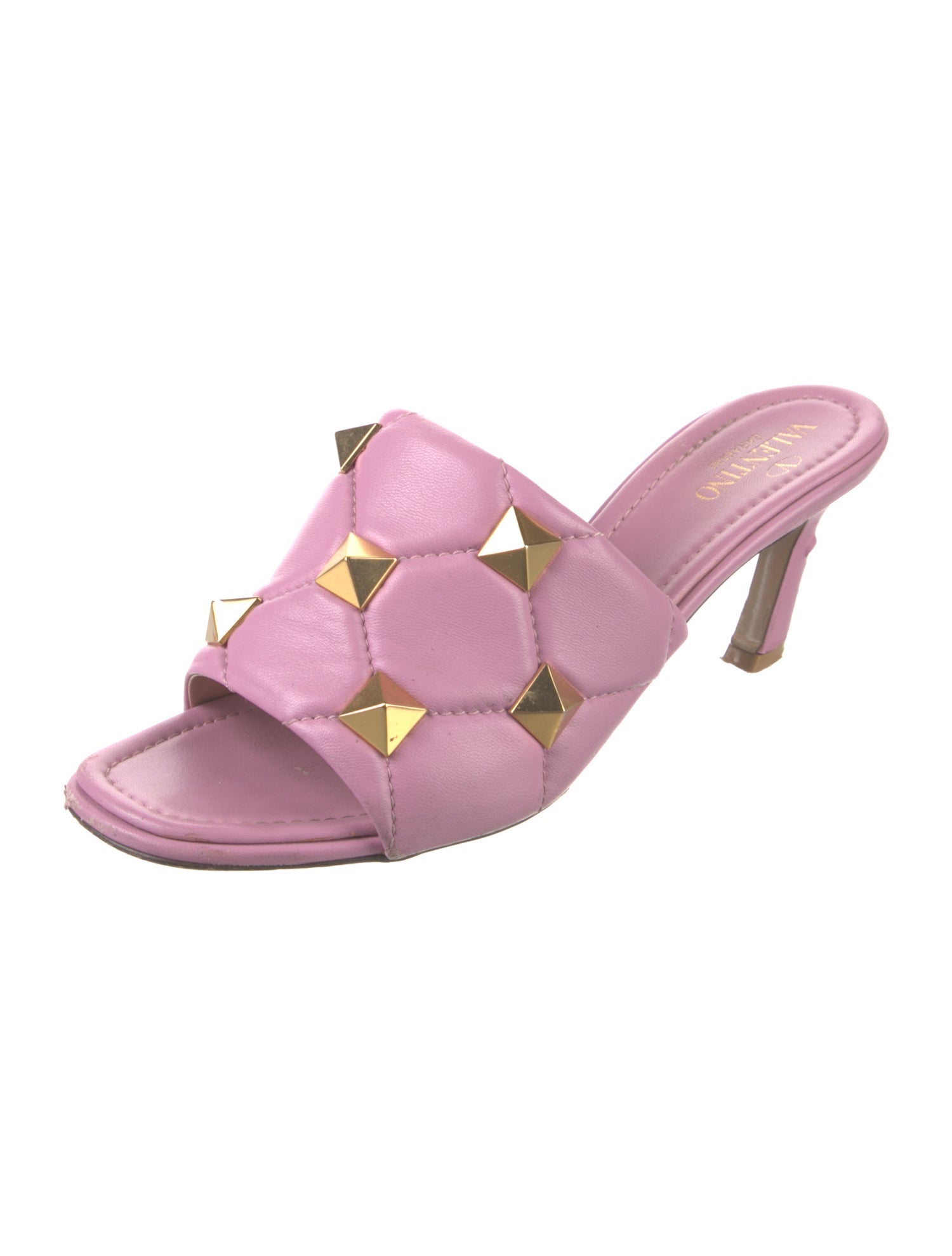 Valentino Rockstud Accents Leather Slides