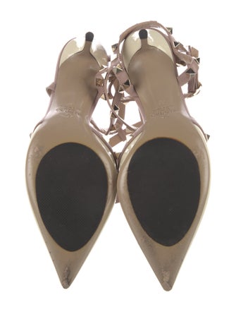 Valentino Rockstud Accents Patent Leather T-Strap Pumps