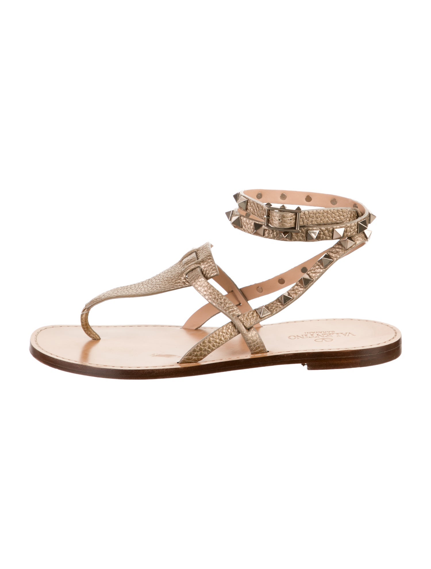 Valentino Rockstud Accents Leather Gladiator Sandals