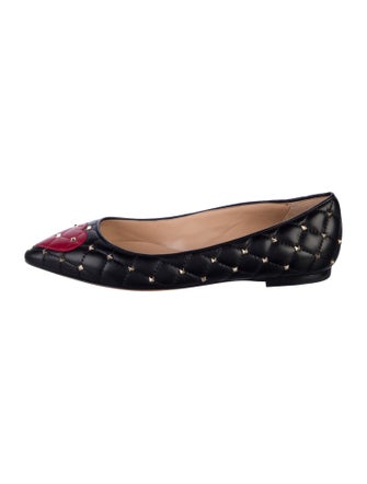 Valentino Quilted Pattern Leather Ballet Flats