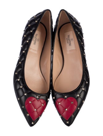 Valentino Quilted Pattern Leather Ballet Flats