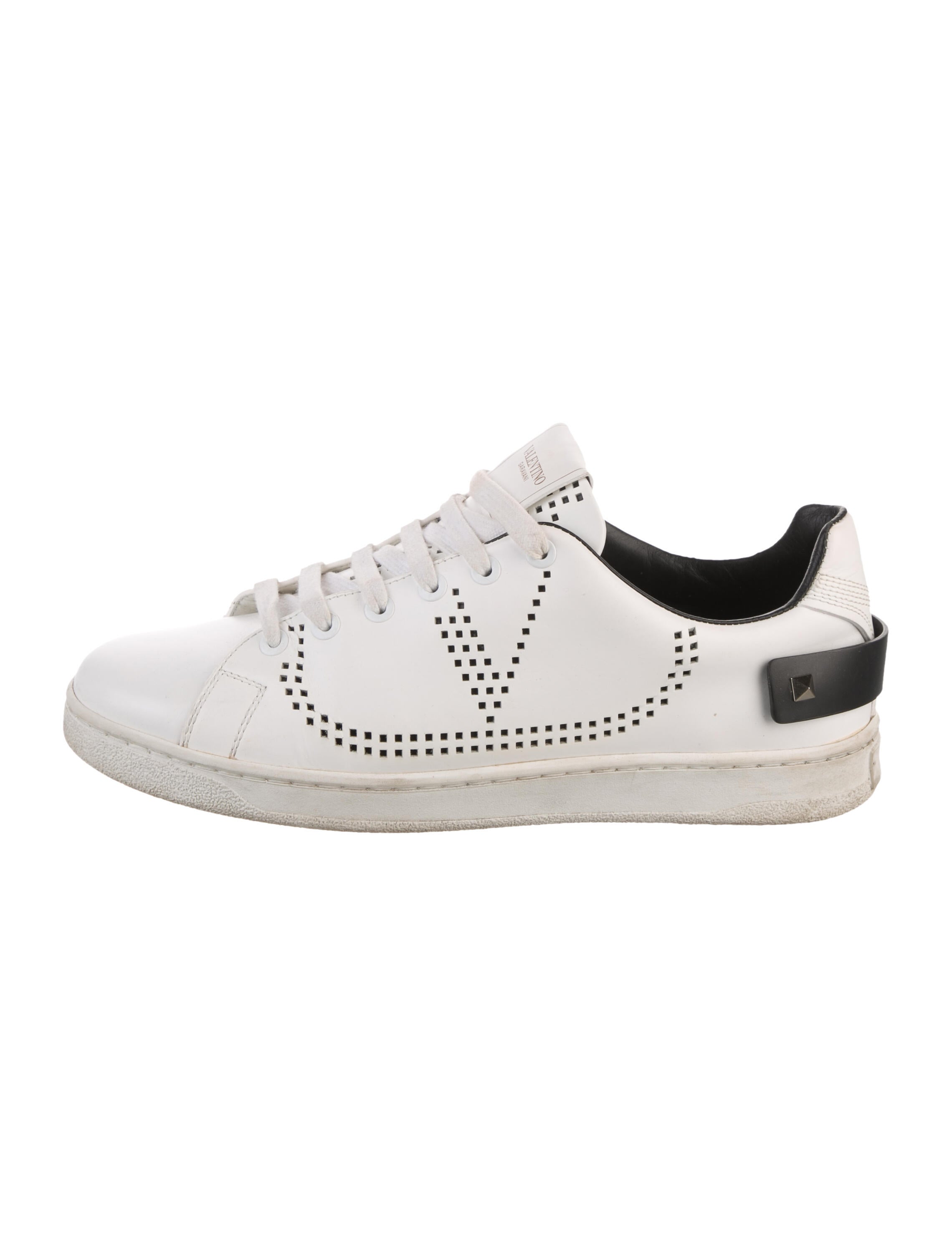 Valentino Rockstud Accents Leather Sneakers