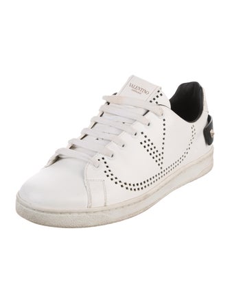 Valentino Rockstud Accents Leather Sneakers