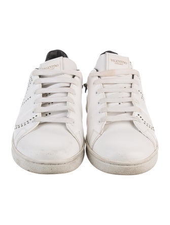 Valentino Rockstud Accents Leather Sneakers