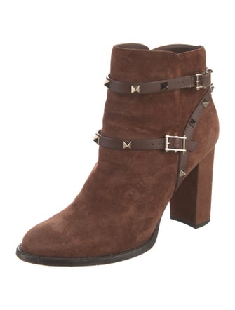 Valentino Rockstud Accents Suede Boots