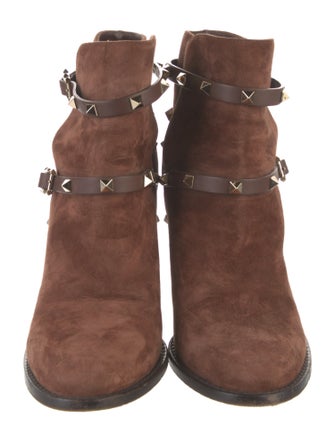 Valentino Rockstud Accents Suede Boots