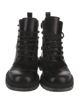 Valentino Leather Crystal Embellishments Combat Boots